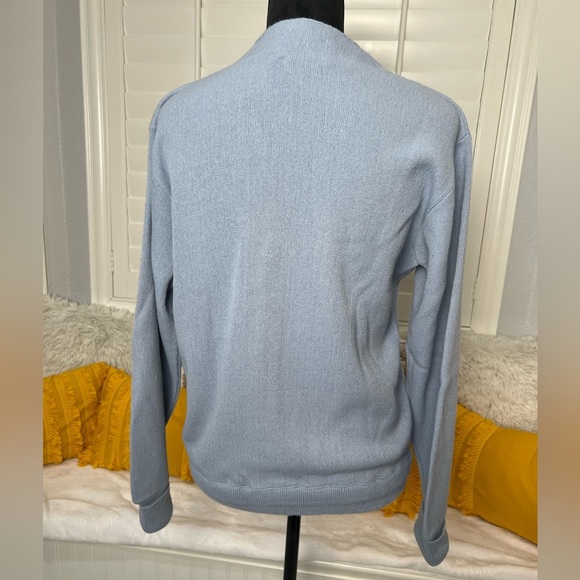 Heather Soft Blue Cardigan Lord Jeff 100% Orlon Sweater – 1960s-1970s - Picture 4 of 15